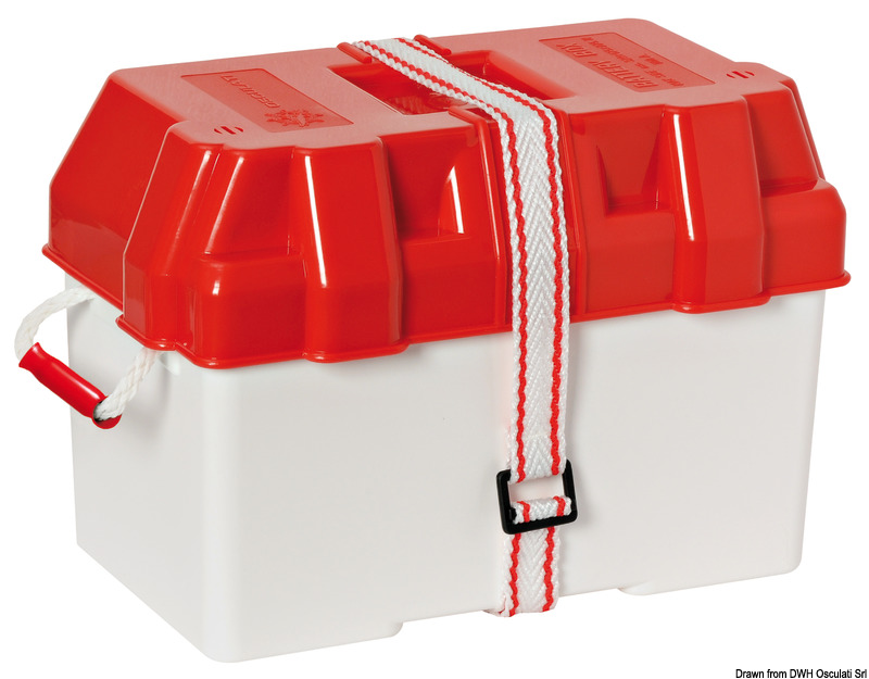 Battery Box White/Red 370 x 210 x 250 high
